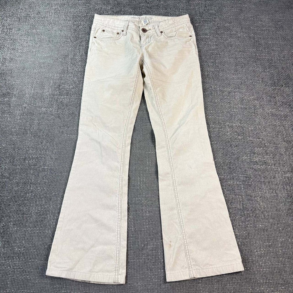 American Eagle Corduroy Flare Pants Womens 28 Beige Low Rise Y2K Retro